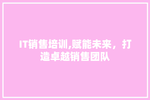 IT销售培训,赋能未来，打造卓越销售团队