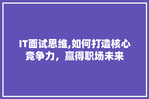IT面试思维,如何打造核心竞争力，赢得职场未来