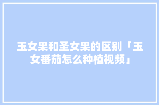 玉女果和圣女果的区别「玉女番茄怎么种植视频」 玉女果和圣女果的区别「玉女番茄怎么种植视频」 农业常识