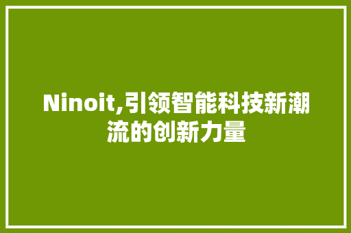 Ninoit,引领智能科技新潮流的创新力量