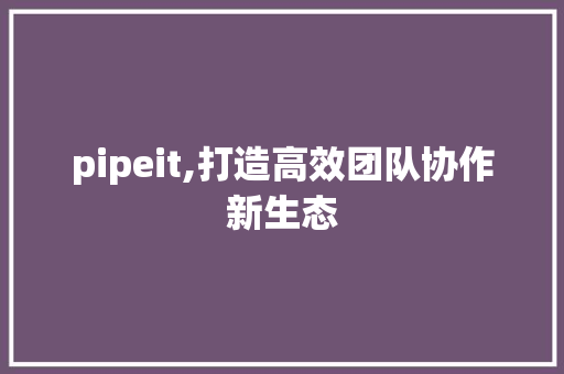 pipeit,打造高效团队协作新生态