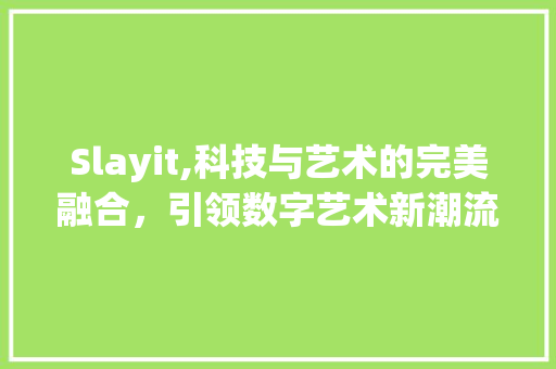 Slayit,科技与艺术的完美融合，引领数字艺术新潮流