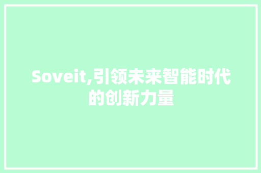 Soveit,引领未来智能时代的创新力量
