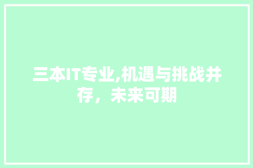 三本IT专业,机遇与挑战并存，未来可期