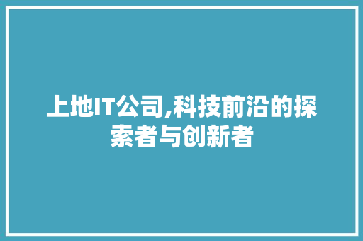 上地IT公司,科技前沿的探索者与创新者