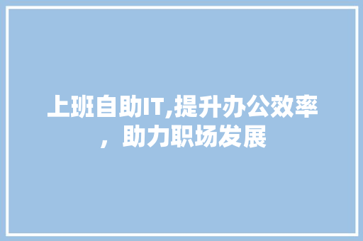 上班自助IT,提升办公效率，助力职场发展