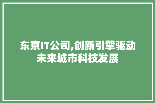 东京IT公司,创新引擎驱动未来城市科技发展
