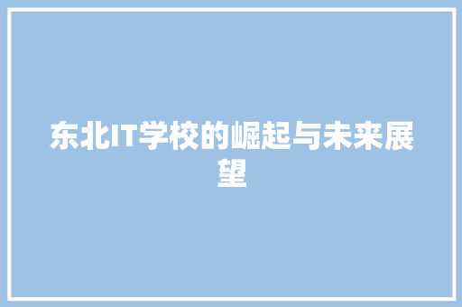 东北IT学校的崛起与未来展望