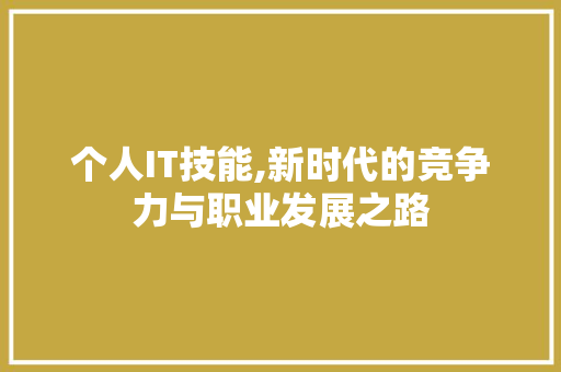 个人IT技能,新时代的竞争力与职业发展之路