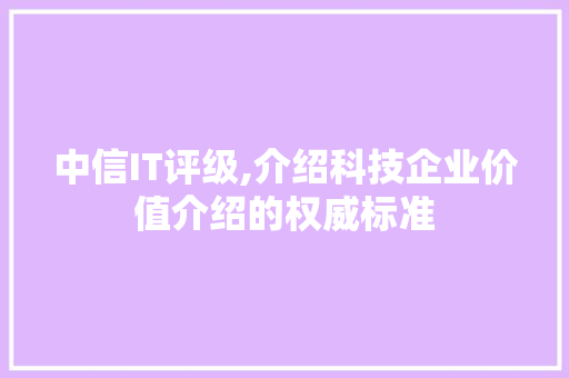 中信IT评级,介绍科技企业价值介绍的权威标准