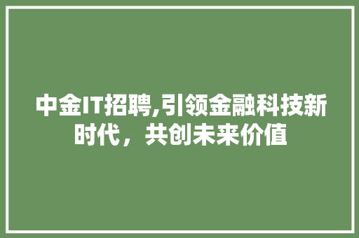 中金IT招聘,引领金融科技新时代，共创未来价值