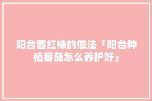 阳台西红柿的做法「阳台种植番茄怎么养护好」 阳台西红柿的做法「阳台种植番茄怎么养护好」 植物种类
