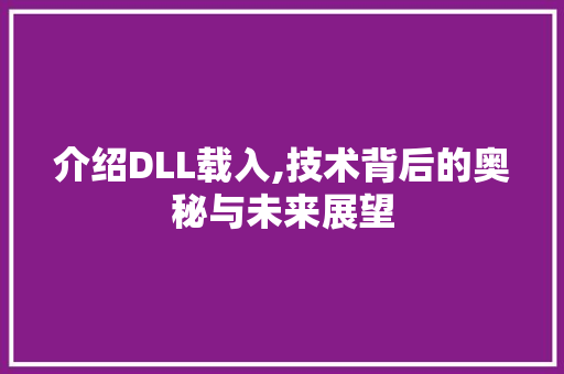 介绍DLL载入,技术背后的奥秘与未来展望