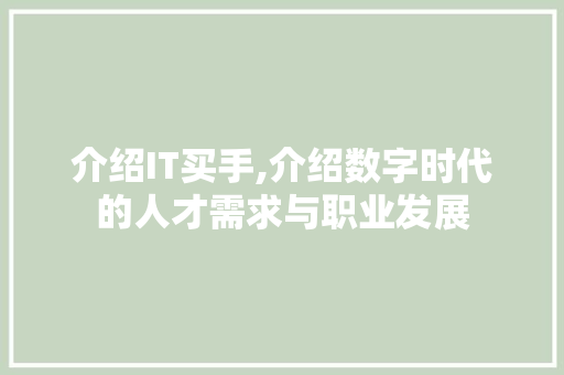 介绍IT买手,介绍数字时代的人才需求与职业发展