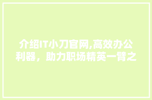 介绍IT小刀官网,高效办公利器，助力职场精英一臂之力