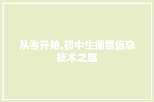 从零开始,初中生探索信息技术之路