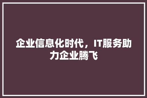 企业信息化时代，IT服务助力企业腾飞