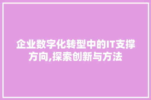 企业数字化转型中的IT支撑方向,探索创新与方法