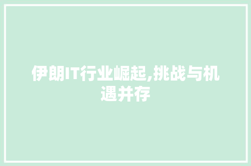 伊朗IT行业崛起,挑战与机遇并存