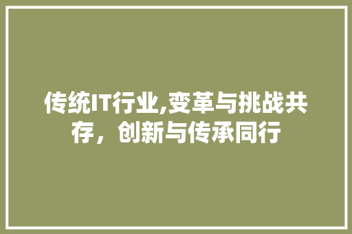 传统IT行业,变革与挑战共存，创新与传承同行