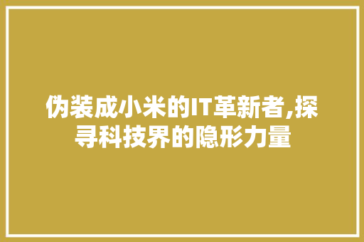 伪装成小米的IT革新者,探寻科技界的隐形力量