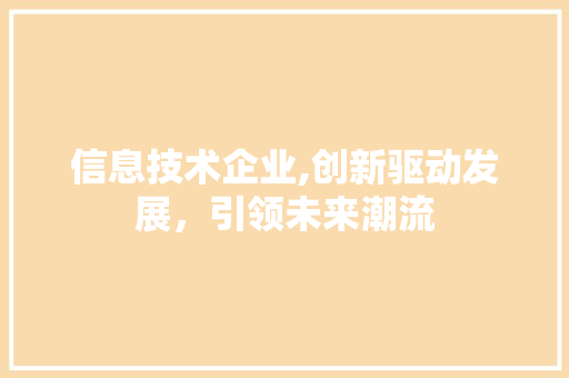 信息技术企业,创新驱动发展，引领未来潮流