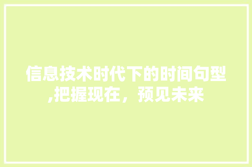 信息技术时代下的时间句型,把握现在，预见未来