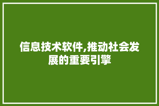 信息技术软件,推动社会发展的重要引擎 信息技术软件,推动社会发展的重要引擎