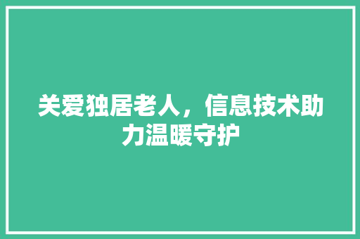 关爱独居老人，信息技术助力温暖守护