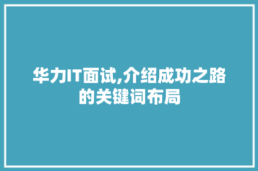 华力IT面试,介绍成功之路的关键词布局