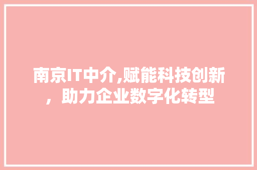 南京IT中介,赋能科技创新，助力企业数字化转型