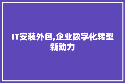 IT安装外包,企业数字化转型新动力