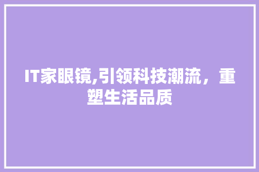 IT家眼镜,引领科技潮流，重塑生活品质
