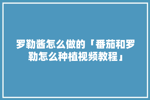 罗勒酱怎么做的「番茄和罗勒怎么种植视频教程」