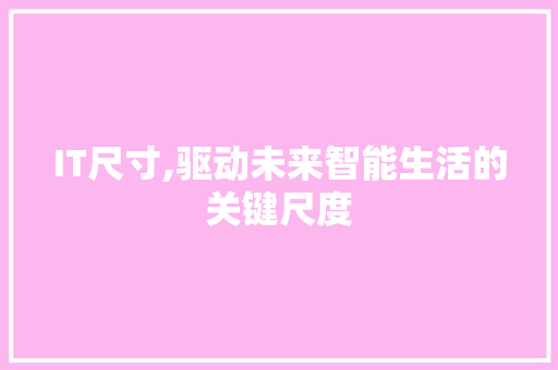 IT尺寸,驱动未来智能生活的关键尺度