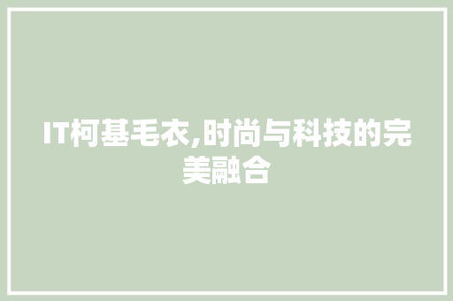 IT柯基毛衣,时尚与科技的完美融合