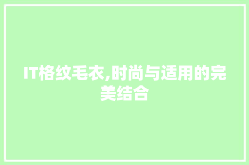 IT格纹毛衣,时尚与适用的完美结合