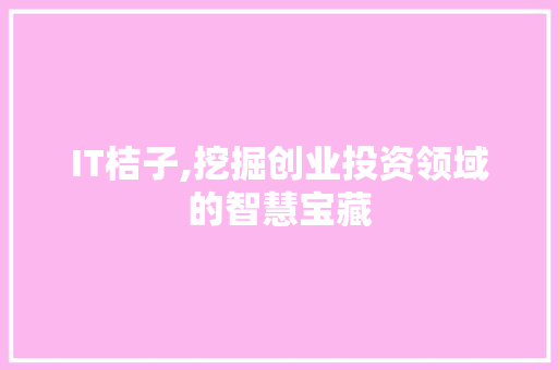 IT桔子,挖掘创业投资领域的智慧宝藏