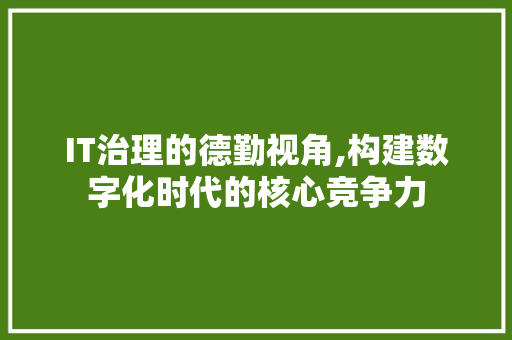 IT治理的德勤视角,构建数字化时代的核心竞争力
