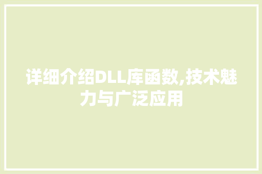 详细介绍DLL库函数,技术魅力与广泛应用
