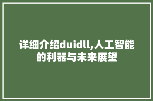 详细介绍duidll,人工智能的利器与未来展望