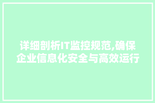 详细剖析IT监控规范,确保企业信息化安全与高效运行