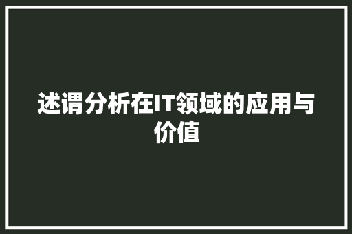 述谓分析在IT领域的应用与价值