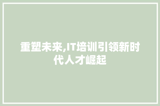 重塑未来,IT培训引领新时代人才崛起