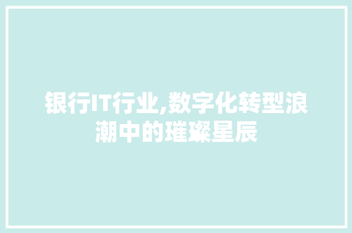 银行IT行业,数字化转型浪潮中的璀璨星辰
