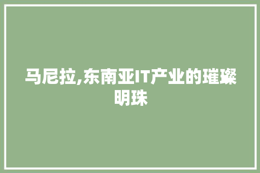 马尼拉,东南亚IT产业的璀璨明珠