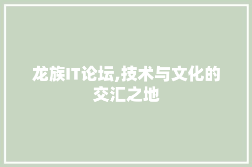 龙族IT论坛,技术与文化的交汇之地 龙族IT论坛,技术与文化的交汇之地