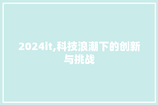 2024it,科技浪潮下的创新与挑战 2024it,科技浪潮下的创新与挑战