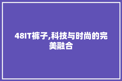 48IT裤子,科技与时尚的完美融合