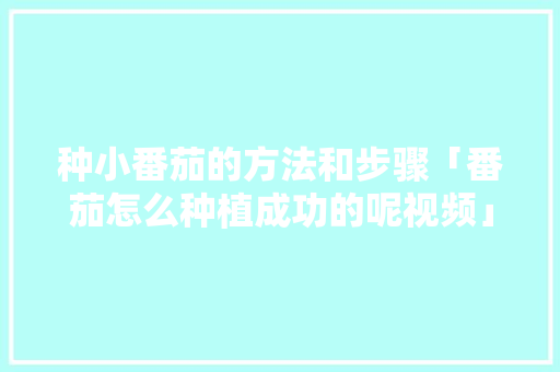 种小番茄的方法和步骤「番茄怎么种植成功的呢视频」 种小番茄的方法和步骤「番茄怎么种植成功的呢视频」 种植技巧